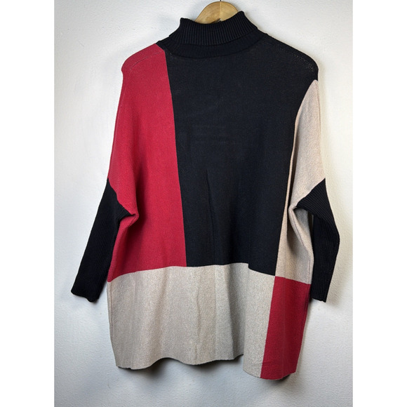 Chico's Women's large XL rayon blend color block sweater chicos turtleneck - Picture 4 of 9
